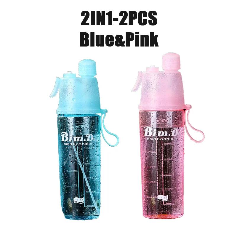1/2/4PCS Creative Spray Portable Water Bottle Mist Atomizing Bottle for Outdoor Sports Gym Fitness Reusable Leak Proof Drinking