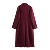 Womens Wool Blend Long Sleeve Double-Breasted Oversized Coat Casual Trench Outerwear In Beige Pink Burgundy Dark Red