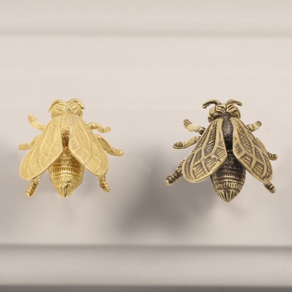 Retro Bee Brass Handle Furniture Hardware Wardrobe Drawer Pulls Trendy Cabinet Door Knobs  Dresser