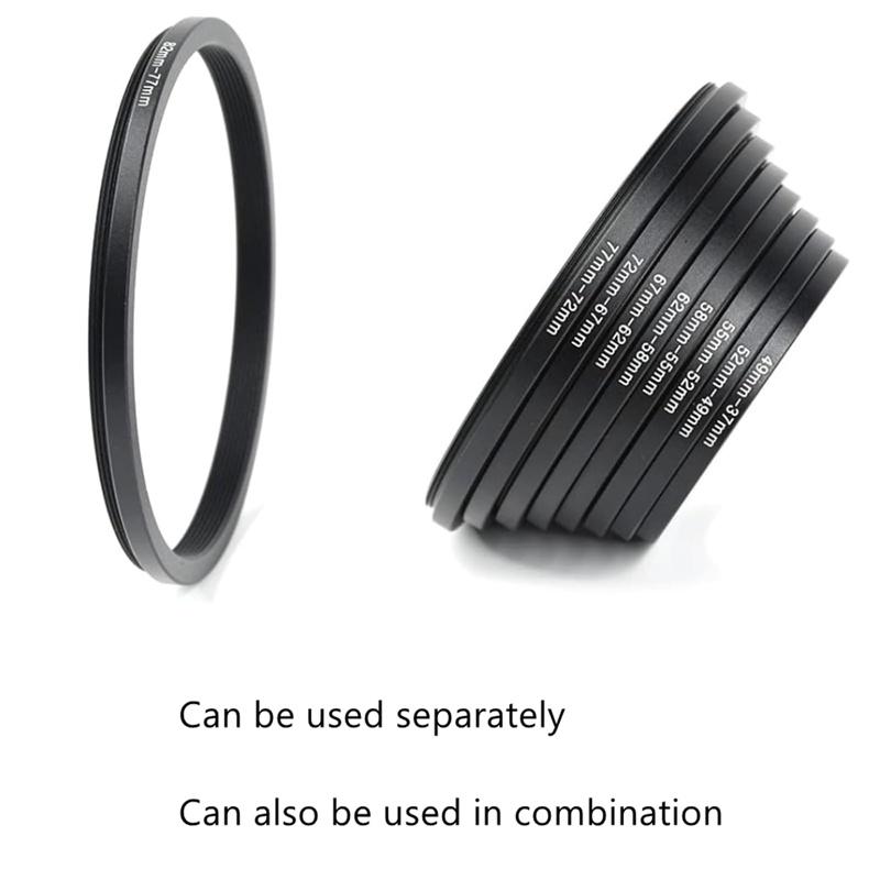 18pcs Camera Lens Filter Step Up & Down Ring Adapter Metal Filter Adapter Ring For All Camera DSLR 37-82 82-37mm Mount Set Kit