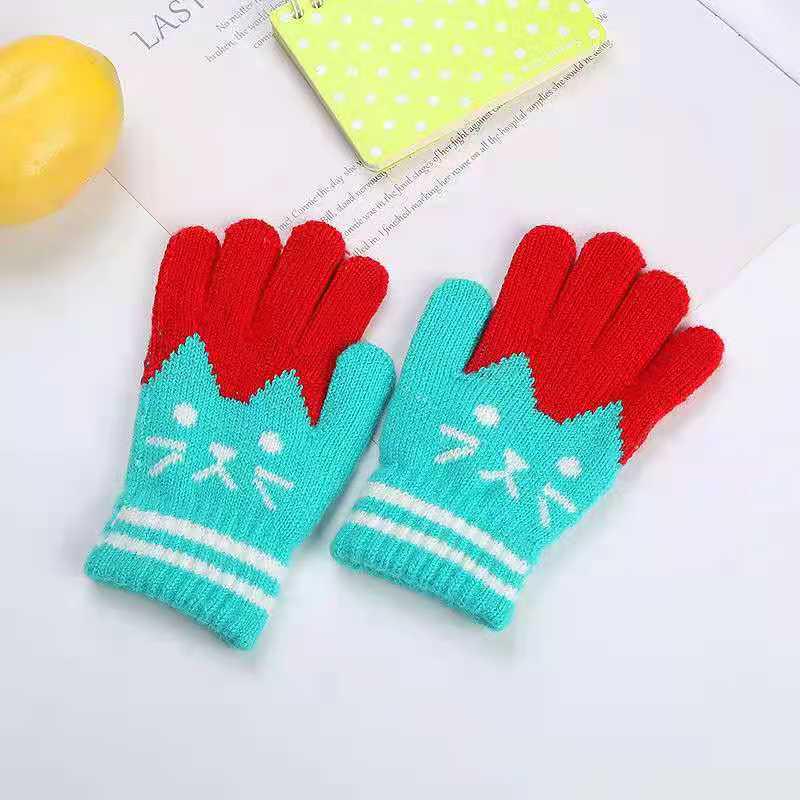Winter Warm Fleece-Lined Gloves for Kids: Cold-Proof Knit Gloves for Kindergarten & Elementary Students