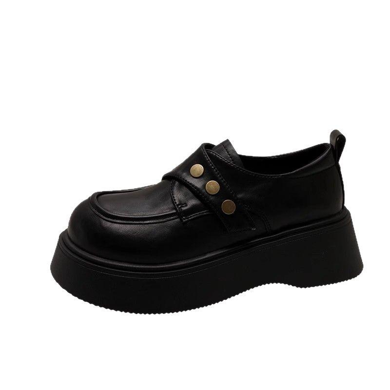 Simple Lazy Platform British Small Leather Shoes for Women's 2025 Spring New Comfortable College Style Heightened and Thin Loafers