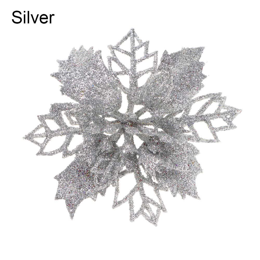 

New Year Decor Home Xmas Ornaments Fake Flowers Christmas Flowers Christmas Tree Decorations срібний