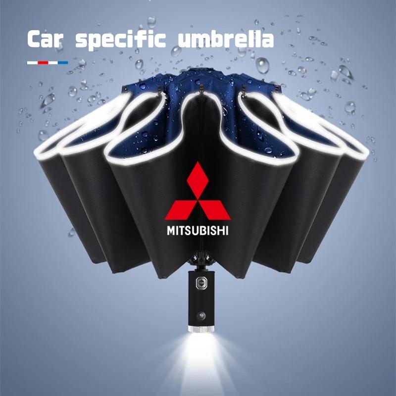 Cxntej1 Automatic Umbrella with Reflective Stripe Led Light For Mitsubishi Outlander Lancer 9 X EX ASX Pajero L2 Colt Eclipse Ralliart T