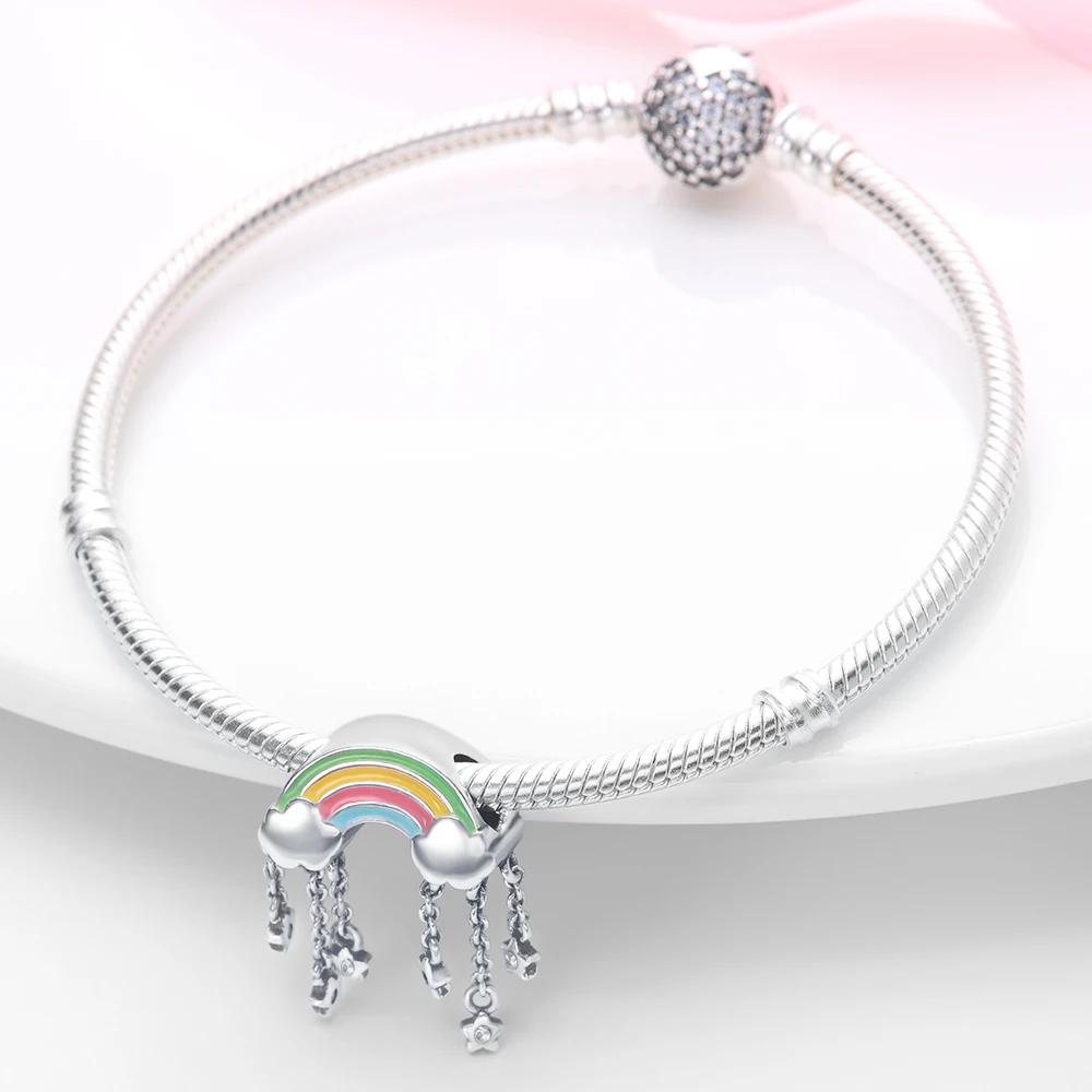 Charms Original Copper Plated Rainbow Tassel Beads Fit Bracelet Diy Fine Gift Women Delicate Jewelry Accessory