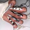 Silver Flame Crocodile Print Wearable Nails - Long Pointed Style