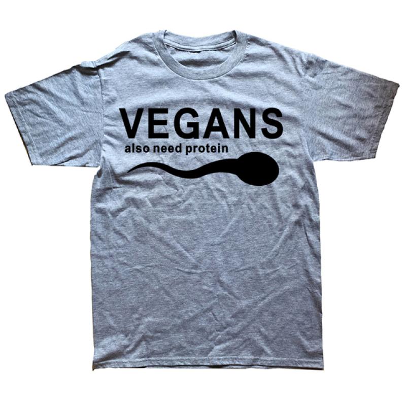 Legrační vegani také potřebují proteinový slogan dopisní trička Muži tisk Bílé 3D Zeleninové Vegetariánství Tričko Harajuku