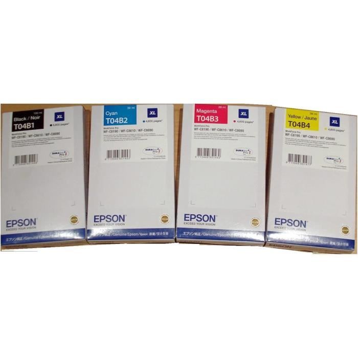 Epson Lot Complet De Cartouches D'encre T04B1 T04B2 T04B3 T04B4 XL Multipack Noir,cyan,magenta,jaune