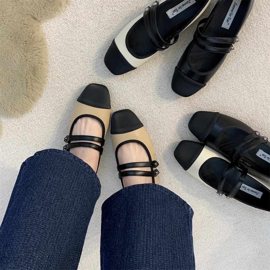 Koreanische Version von Damenschuhen zu Röcken Mary Jane Schuhe Xiaoxiangfeng flache Schuhe Französische Abend-Einzel-Schuhe Frühling 2025 Damenschuhe Lederschuhe