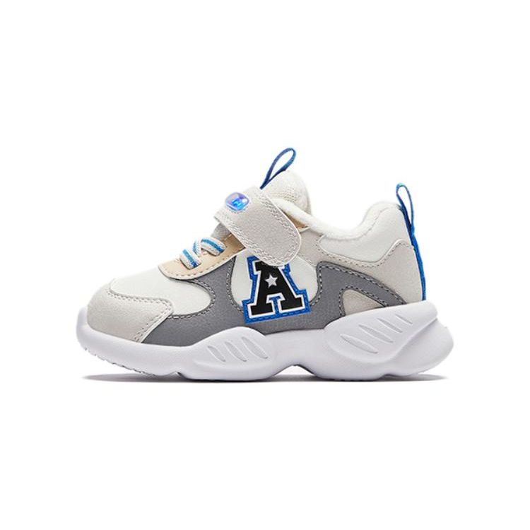 Anta Comfortable Thick Sole Non-Slip Wear-Resistant Warm Low-Top Kids Running Shoes Baby Sneakers Ivory-White Gray A312340005-3