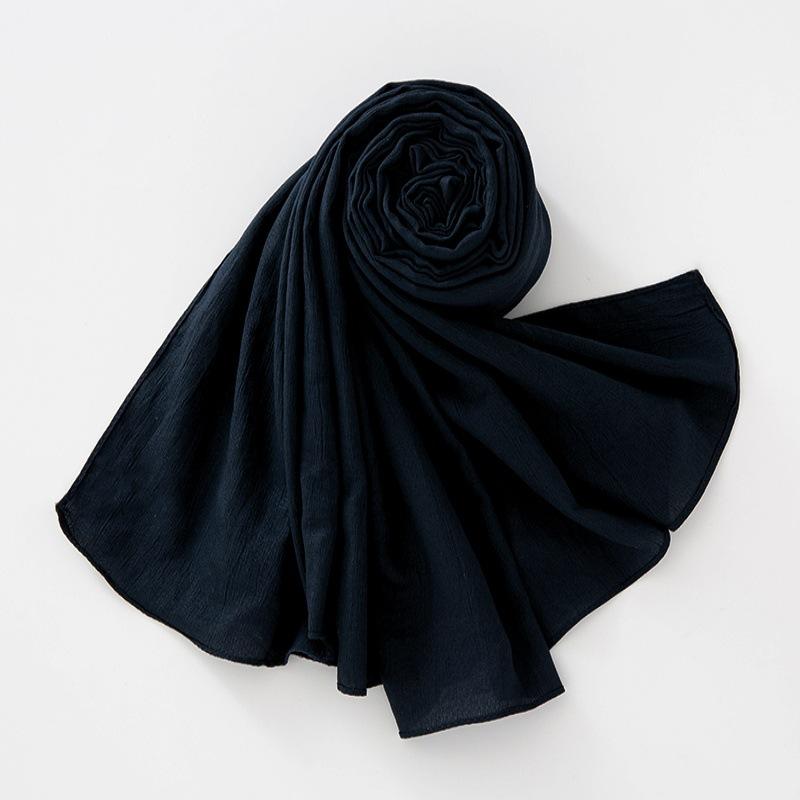 New Breathable Crumpled Scarf For Women Girls Solid Scarves Soft Cotton Wrinkle Pashmina Shawl Foulard Winter Warm Wrap Shawls
