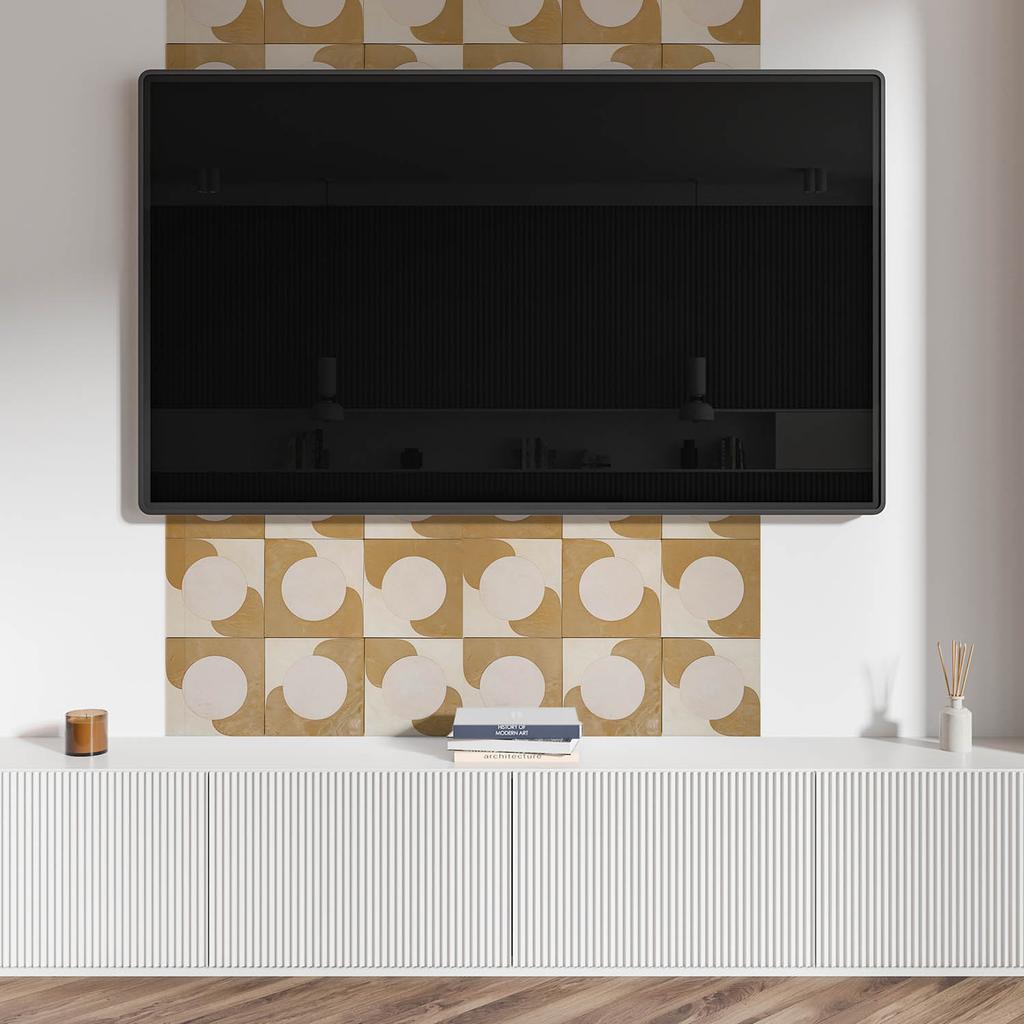 Panel Winylowy Samoprzylepny Z Nadrukiem Do Salonu 120X60 Cm Geometryczne Koła I Łuki