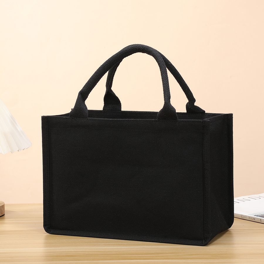 Casual Simple Thickened Hand Canvas Tote Bag Black Three-Dimensional Men and Women Large Capacity Durable Shopping Bag Tote Bag
