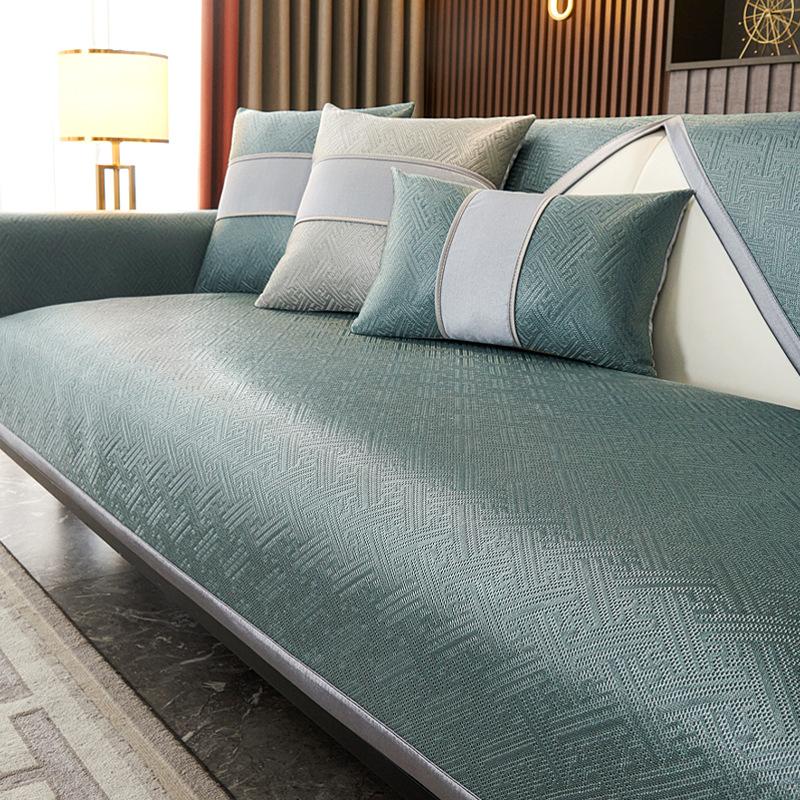 Ice Silk Sofa Cushion Leather Light Luxury Summer Mat Seat Cushion Simple Modern High-End Non-Slip Leather Sofa Cover