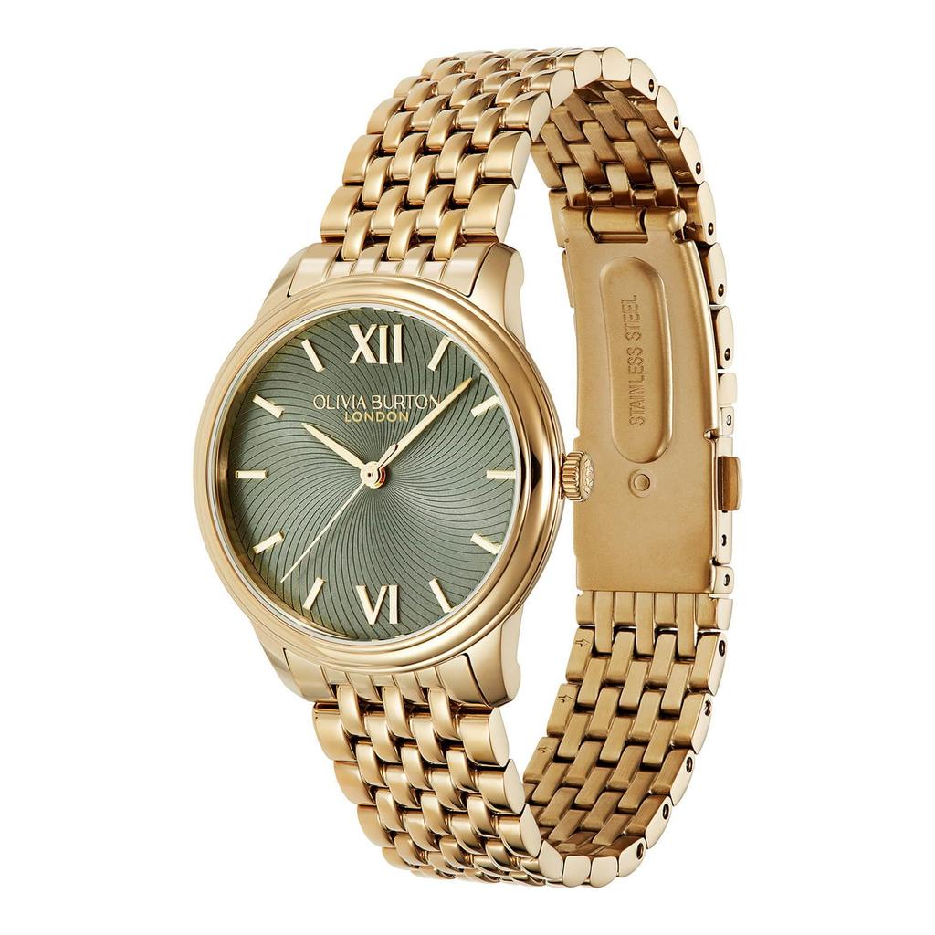 OLIVIA BURTON Women's Classics Watch, 24000130, 32mm, Classic Swirl, Sage Green, Sunray, Gold Bracelet, Authentic