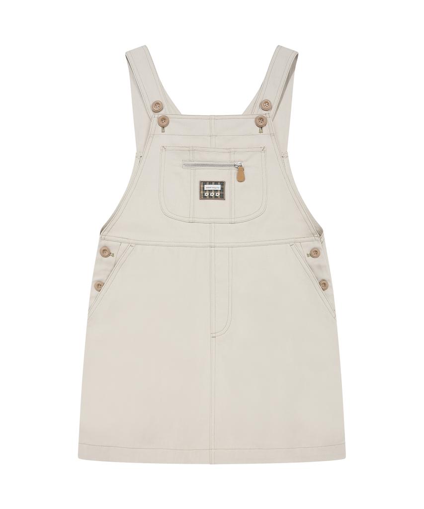 WACKY WILLY Women'S Check Lily Overall Dress Ecru