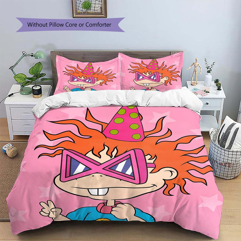 Rugrats  Pattern Bedding Quilt Set  Home Decoration  Gift (1 * Duvet Cover + 2 * Pillowcase  Without Core)