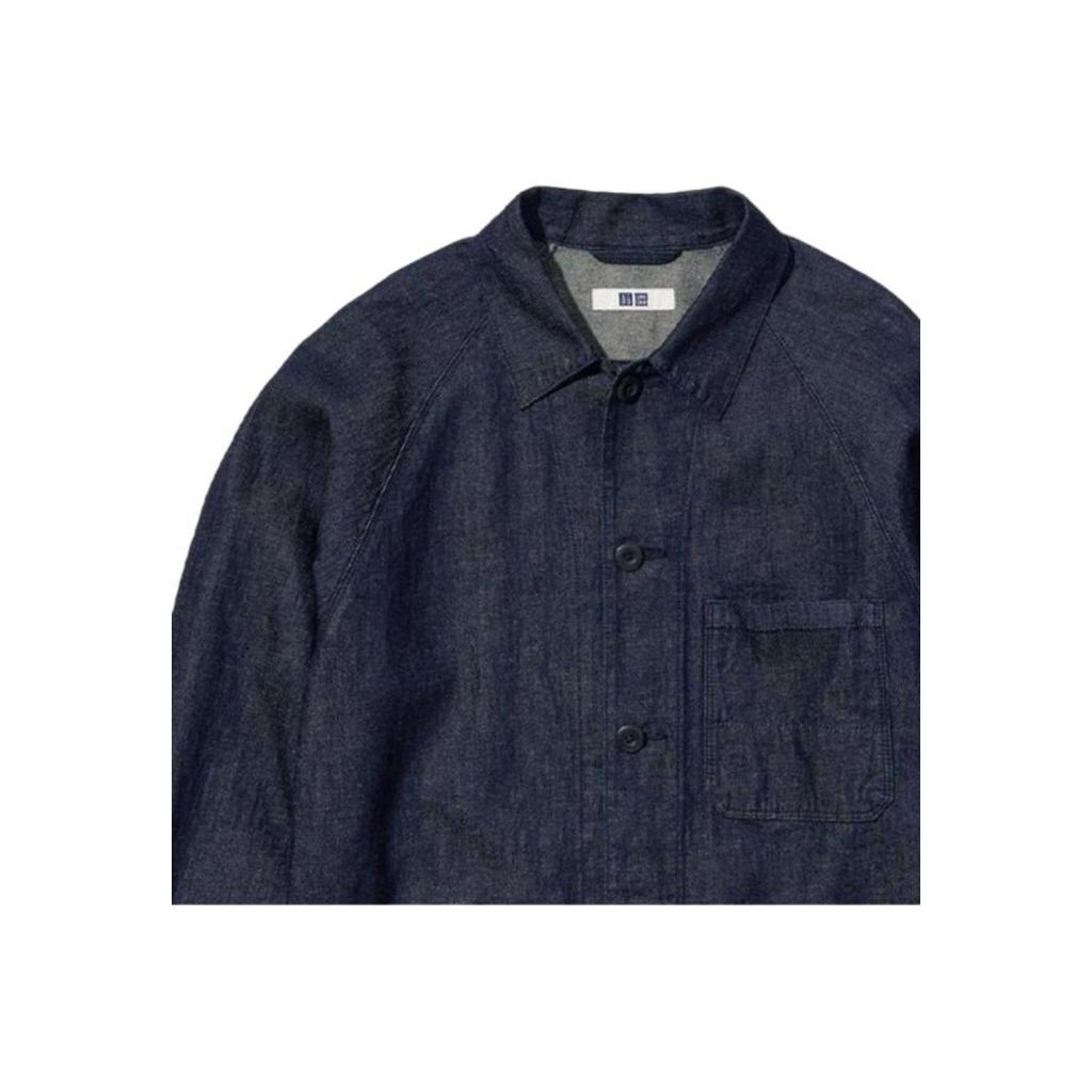 UNIQLO Solid Color Single-Breasted Casual Long Sleeve Jacket Unisex jackets Dark-Blue 457212-68