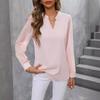 Autumn Fashion Women's Patchwork Chiffon Long Sleeve Solid Color Blouse