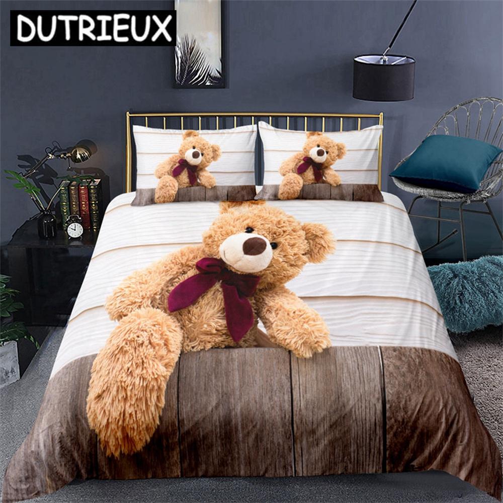 Simple Teddy Bear Pattern Bedding Set - Ideal For Children & Adults' Bedroom Decoration