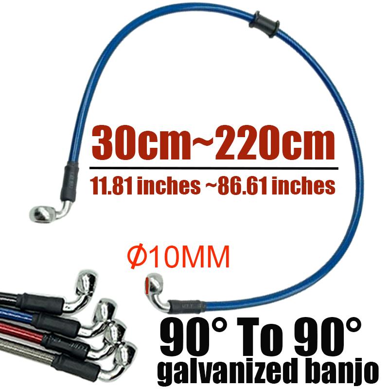 300mm-2200mm Motorcycle Hydraulic Brake Hose Line Cable 90° Banjo For Suzuki Kawasaki Yamaha Honda Pipe Line Braided Oil Hose
