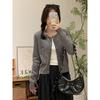 Long-sleeved knitted cardigan with embroidered bow slim-fitting and thin autumn new beautiful coat small 
