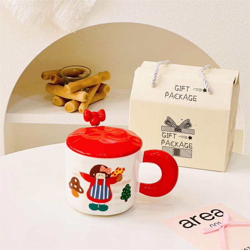 Red Dress Girl Ceramic Mug Set