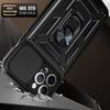 For iPhone 11 Pro Max Case Kickstand PC+TPU Phone Cover with Slide Camera Lid