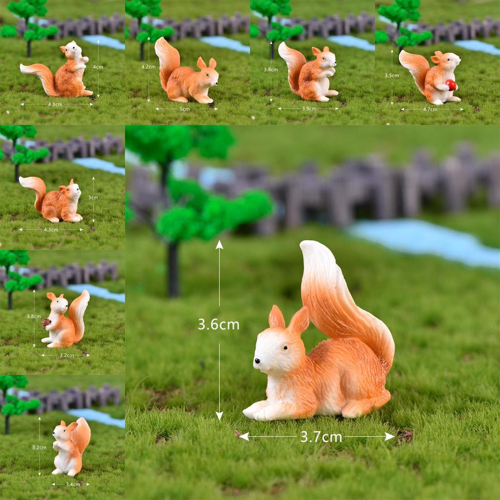Cute Miniature Garden Ornament Resin Squirrel And Acorn Fairy Garden Decor