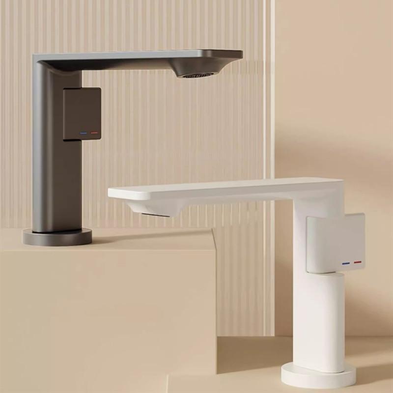 Basin Faucet Bathroom Single Lever Hot and Cold Copper White Gray Single Handle Unique Design Sink Mixer