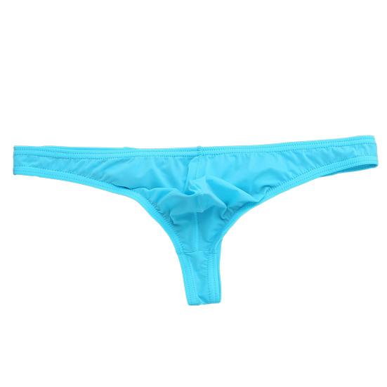 Men Briefs Elastic Solid Color T-shaped Thong Ice Silk Low Waist Quick Dry