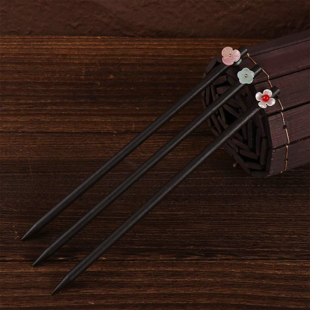Classic Vintage Hanfu Chinese Style Hair Accessories Flower Hairpins Wooden Hairpin Hair Sticks