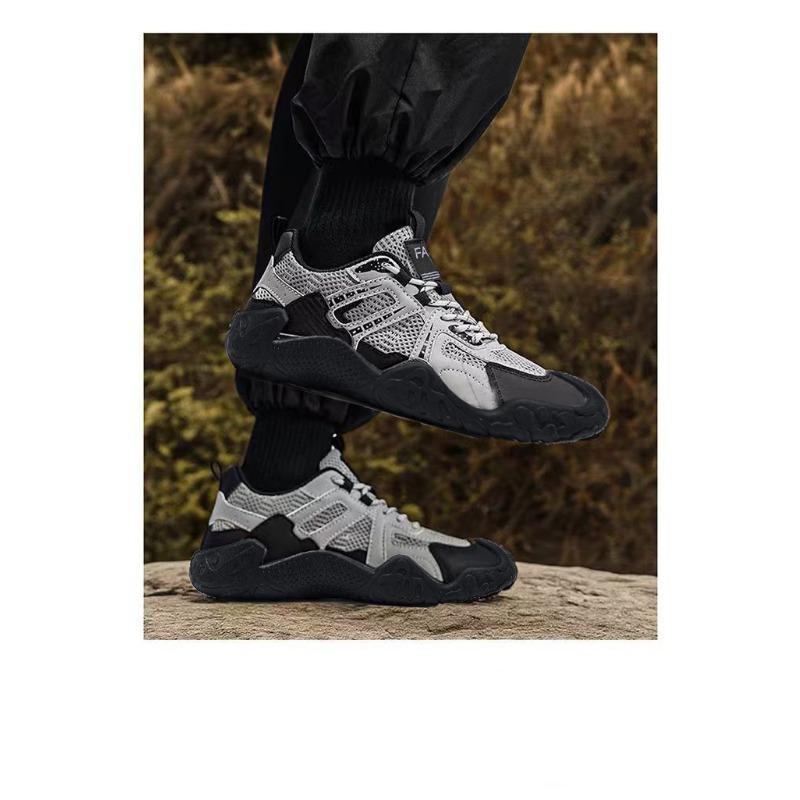 Men S Black Breathable Athletic Casual Shoes For Outdoor Hiking Wear Resistant