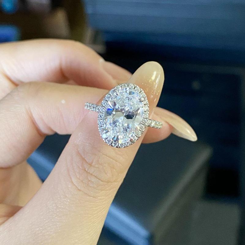 Pigeon Egg Diamond Ring: European & American Style, S925 Sterling Silver, High-Carbon Diamond, Fashion Banquet Ring for Women