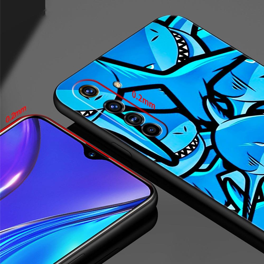 Seaside Sharks Pattern Soft TPU For Realme 13 12 11 10 9 Pro Plus GT3 GT2 C21 C25 C35 C53 C55 C67 Pro 5G Phone Case Cover Fundas
