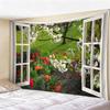 Window View Tapestry Wall Hanging, Scenic Nature Landscape Backdrop, Artificial Window Wall Decor for Bedroom Living Room