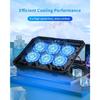 Laptop Cooling Pad for 12-15.6 Inch, 6 Cooler Fans with Blue Lights, Laptop Cooling Stand with 2 USB Ports