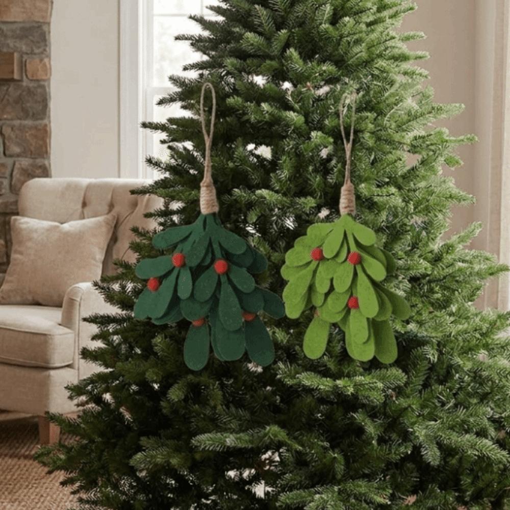 Non-woven Christmas Leaf Branch Pendant Lightweight Xmas Tree Hanging Ornament Holiday Party