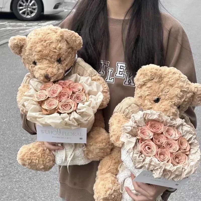 Brown Bear Toy Princess Plush Doll A Bear In a Sweater A Girl's Birthday Present Boy's Couch Pillow Bear Doll 30cm and 40cm