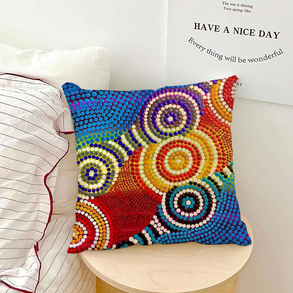 Retro Fashion AAboriginal Art Indigenous Comfortable Soft Pillow Case For Sofa Living Room Home Office Decor Protective Covers