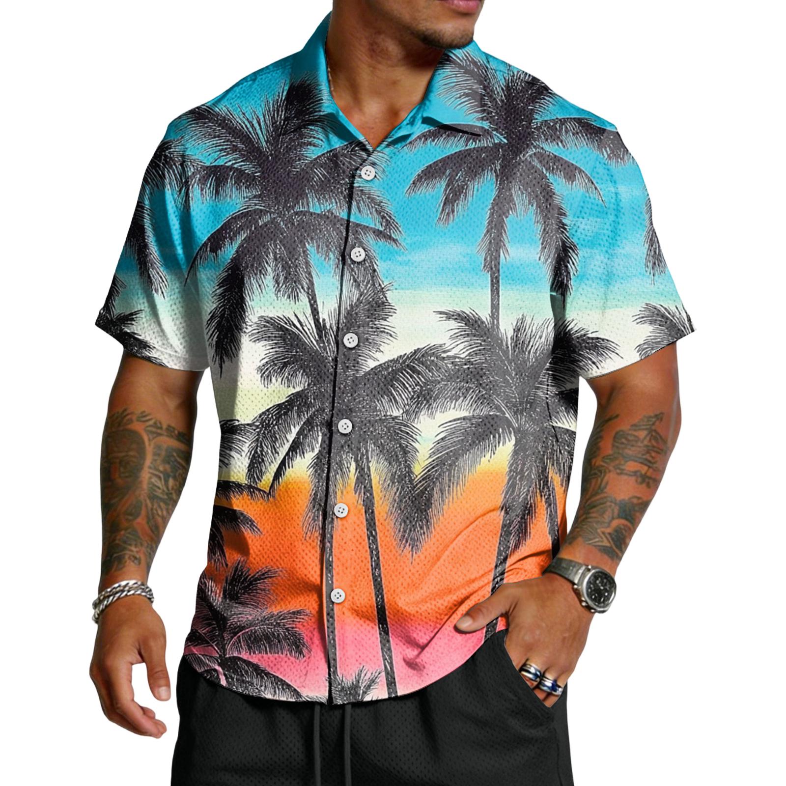 Мужская повседневная легкая дышащая рубашка с коротким рукавом M