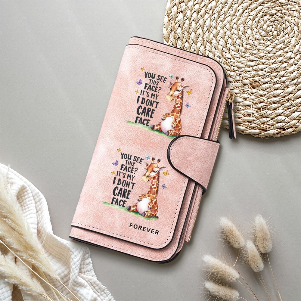 Cute Giraffe Print Long Wallet Fashion Casual Large Capacity Card Holder Portable PU Leather Purse