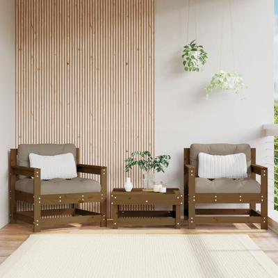 Vidaxl Garden Chairs, 2 Pcs, Honey Brown, Solid Pine Wood