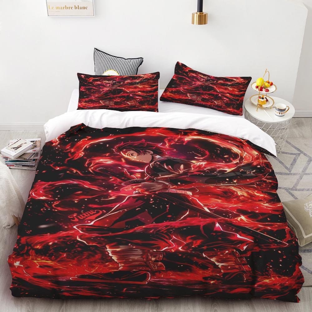 

Duvet Cover Kamado Nezuko Demon Slayer Bedding Set Set Bedspread Pillowcase King Queen Full Single Size Bed Linen Kids Teen Gift 135x200cm