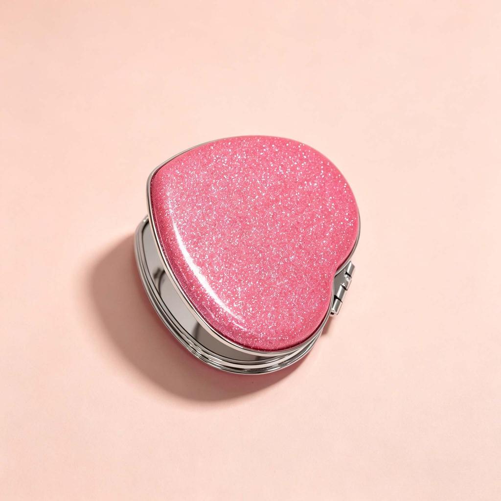 Miroir de maquillage compact double face en forme de cœur pour les résidences étudiantes