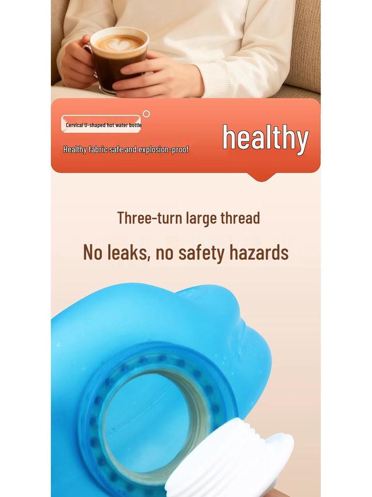U-förmiger Heißwasserbeutel für die Halswirbelsäule: Explosionsgeschützter verdickter Schal-Kissen für Nacken-, Schulter- und Kopfschmerzlinderung.