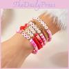 Love Heart Soft Clay Bracelets Set For Women With Pink Acrylic Letter Beads Hand Jewelry Gift
