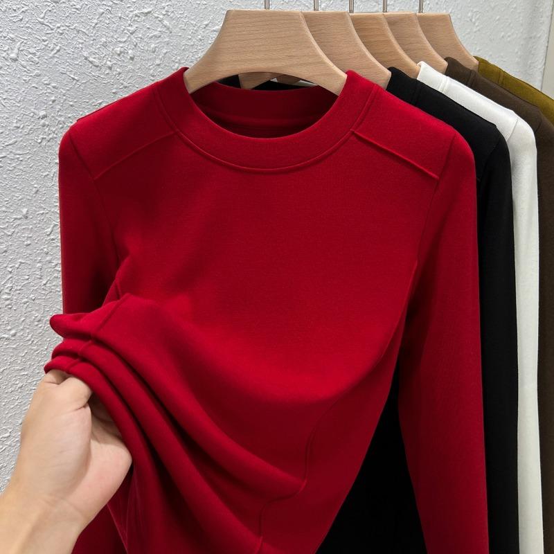 White Long-sleeved T-shirt Spring and Summer New Modal Cotton Inner Bottoming Shirt Fishbone Design Top