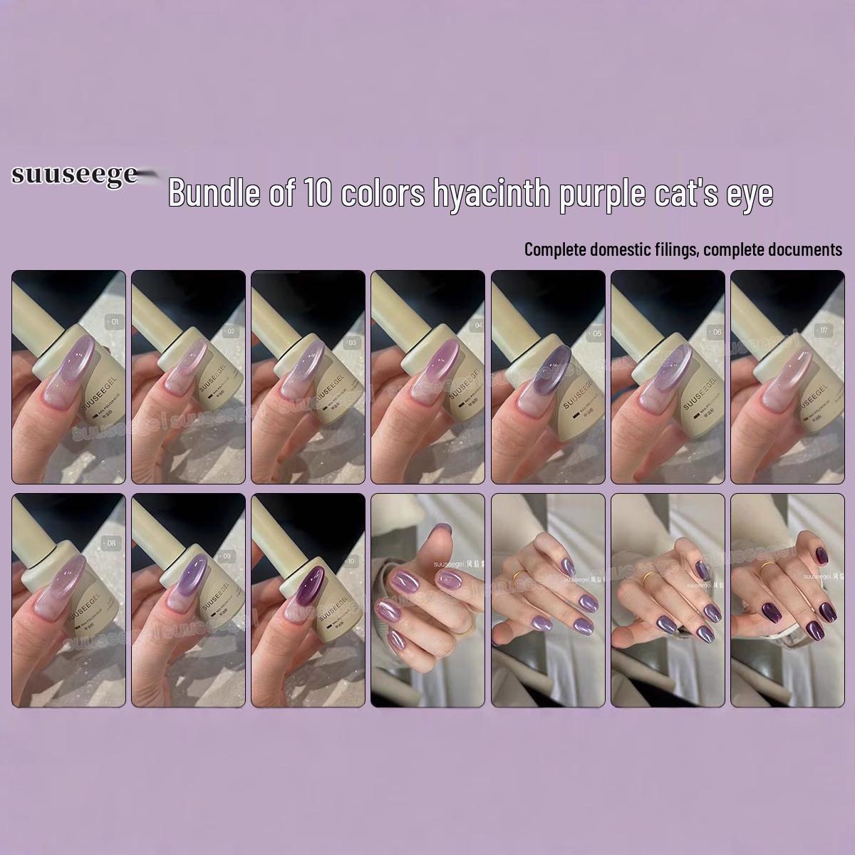 

2025 Beauty Expo: Hyacinth & Blackcurrant Purple Gel Polish Set - 10 Colors