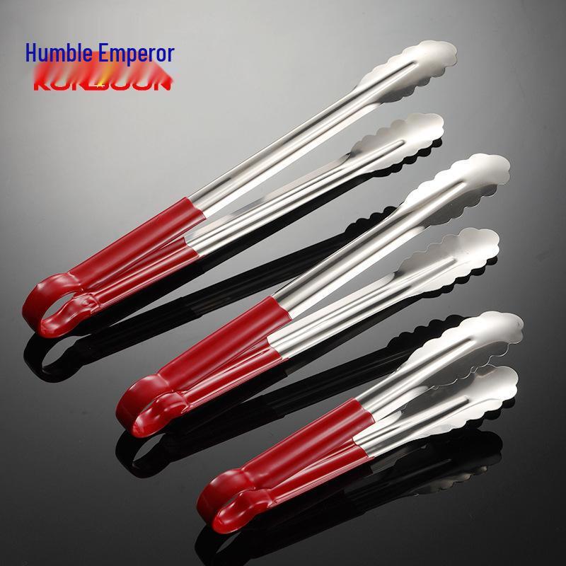 Stainless Steel Red Handle Food Tongs